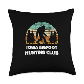Iowa Bigfoot Bigfoot hunting club Iowa Bigfoot Hunting Club Sasquatch Fan Throw Pillow, 18x18, Multicolor