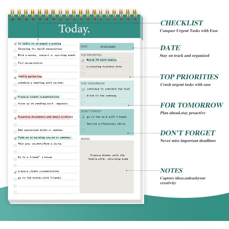 GOLDPEI To Do List Notepad - Daily Planner Notepad Undated