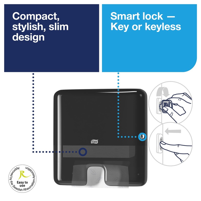 Tork Xpress Multifold Mini Hand Towel Wall Mounted Dispenser Black