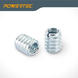 POWERTEC 71813 3/8"-16 Threaded Insert Installation Tool Set | T-Wrench with 50-PC Zinc Plated Threaded Inserts for Wood Furniture | 3/8"-16 Internal Threads x 18mm Long