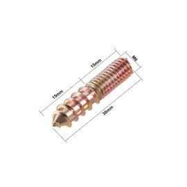 uxcell M6 Hanger Bolts Length 1-1/8"(30mm) Double Headed Bolts Self-Tapping Screw 6mm Wood Joint Furniture Legs 20pcs