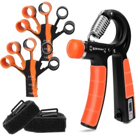 Fortalecedor de Agarre,3 en 1 Ejercitador de Antebrazo Set,con Contador,Ejercitador de Mano,Hand Grip Ajustable,Kit de Entrenamiento para Ejercicio Mano,para El Tratamiento y Recuperación de Dedos