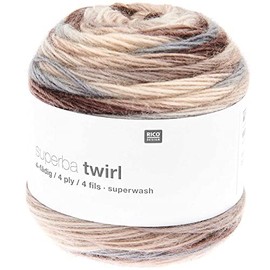 Rico Knitting Wool - Superba Twirl - 4 Ply - Colour Gradient Crochet Yarn - 426yds - 002 Pebble