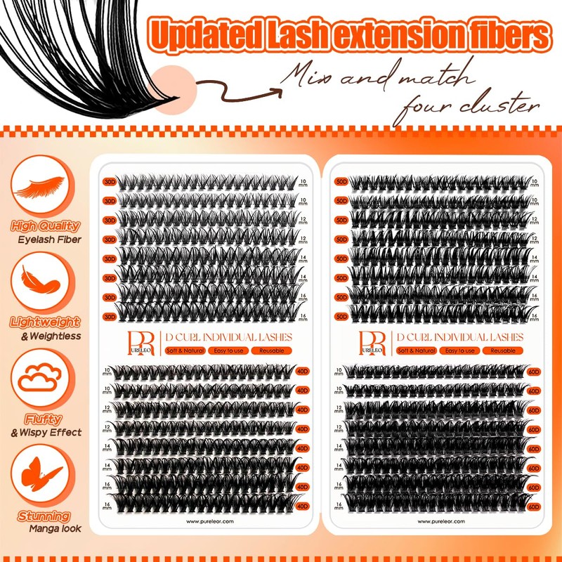 Cluster Lashes D Curl 640pcs Individual Eyelashes Natural Look 10-16