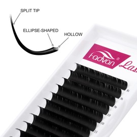 FADVAN Flat Lashes 0.15D Curl Eyelash Extension 1:1 Ellipse Flat Eyelash Extensions Flat Individual Eyelash Mix 8-14 mm (0.15D-814)