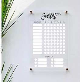 Large Clear Acrylic Chore Chart for wall | Dry-Erase Message White Board Calendar Wall Mounted Office Home Family Organization Tools Must Haves School Kids Adult Mom Teen Monthly Weekly ADHD Tools