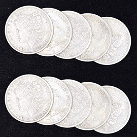 WSNMING 10 Pcs Steel Morgan Dollar ( 3.8cm Dia) Magic Tricks Can Be Sucked Props Accessories Used Appearing/Disappearing Coin Magie Props