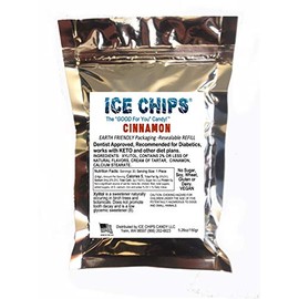 ICE CHIPS Xylitol Candy in Large 5.28 oz Resealable Pouch; Low Carb & Gluten Free (Cinnamon)