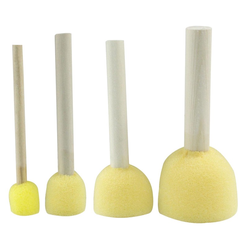 Marvexi 20 Pcs Round Sponge Brush Paint Set 4 Assorted