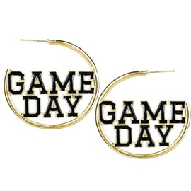 Round Big Hoop Colorful Game Day Drop Dangle Sport Lover Earrings Football Rugny Team Spirit Game Day Outfits Accessories Cool Punk Cute Jewelry for Women-black