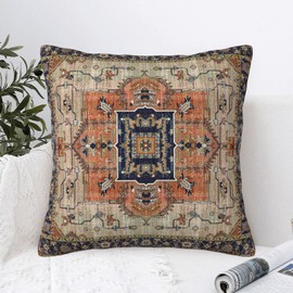 CALHogar Persian Pillow Cover Boho Pillow Cover Aztec Pillow Covers Burnt Orange Throw Pillows Terracotta Throw Pillow Cover Linen Decorative Pillow Cover Boho Living Room Decor 18 * 18 inches
