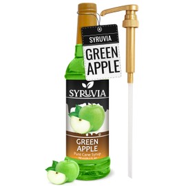 Syruvia Green Apple Syrup - Premium Flavoring Syrup for Tea, Italian Sodas, Beverages, Desserts, Ice Cream, Cocktails & Mocktails - Kosher, Gluten Free - 25.4 fl oz With Pump