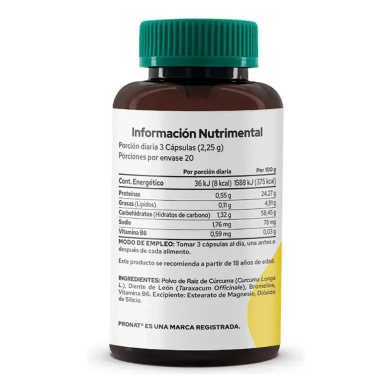Kit 2 Piezas Suplemento Curcuma Turmeric (60 Caps) Pronat Sabor