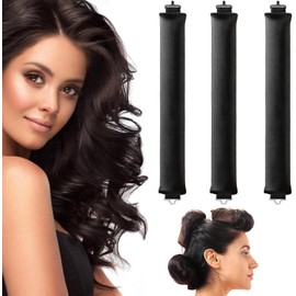 WADY Hair Curling Flexi Rod Magic Hair Rollers de Algodón Rodillas de Rizador de Cabello de Torsión Suave, Sin calor Peinado Rizado, Conjunto Flexible Autosostenido para Niñas, Mujeres, Damas, Niños (Negro)