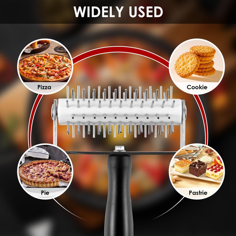 Pizza Dough Docker Stainless Steel Pizza Roller with Spikes Multipurpose