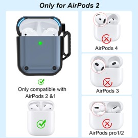 RFUNGUANGO for AirPods Case, Magnetic Lid,Military Grade Anti-Fall Soft TPU Shock-Absorbing Protective AirPods 2&1 Generation Case with Cleaning Kit,Blue