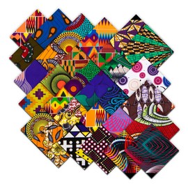 30 Pcs 25 x 25 cm/9.8 x 9.8 inches Cotton African Fabric Square No Repeat Patchwork Fabric Printed Craft Fabric Bundle Patchwork Craft for DIY Sewing Fabric Craft Accessories