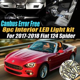 8Pc Canbus Error Free Super White 6000K Car Interior LED Light Kit Compatible for 2017-2018 Fiat 124 Spider Equipped w/Advanced Computer system