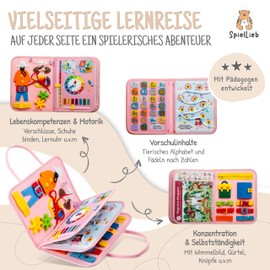 SpielLieb® Montessori Busy Board German from 3 Years - Interactive Activity Board Toy for Toddlers - Activity for Car & Plane Development & Motor Skills