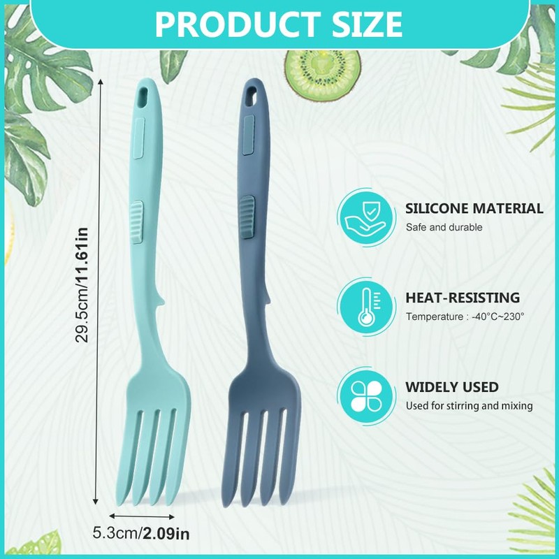 2Pack Silicone Cooking Forks, 11.6 Inch Nonstick Serving Forks for