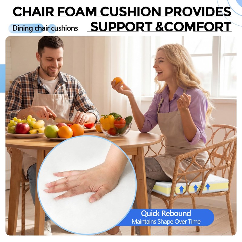 Sieral 4 Pack 18"x18"x2" Chair Foam Cushion Replacement, Upholstery Foam