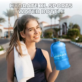 HYDRATE XL Water Jug 1.3 Litre - BPA Free, Flip Cap, Leak Proof Sports Bottle Ideal for Gym, Adults, Blue