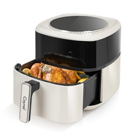 CAYNEL Digital Air Fryer 6.5QT Oilless Hot AirFryer 1350W Healthy Cooker for Quick & Easy Meals, Visual Cooking Window,LCD Touch Controls with 6 Cook Presets, Nonstick & Dishwasher Safe Basket - Beige