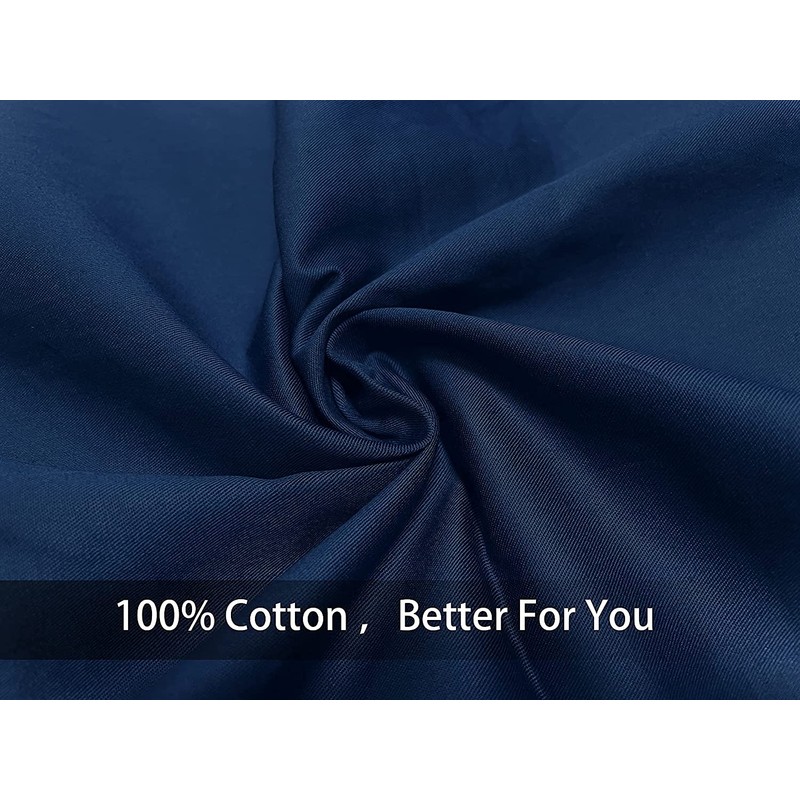 100% Cotton Navy Blue Pillowcases, 2 Pack Plain Pillow Cases,