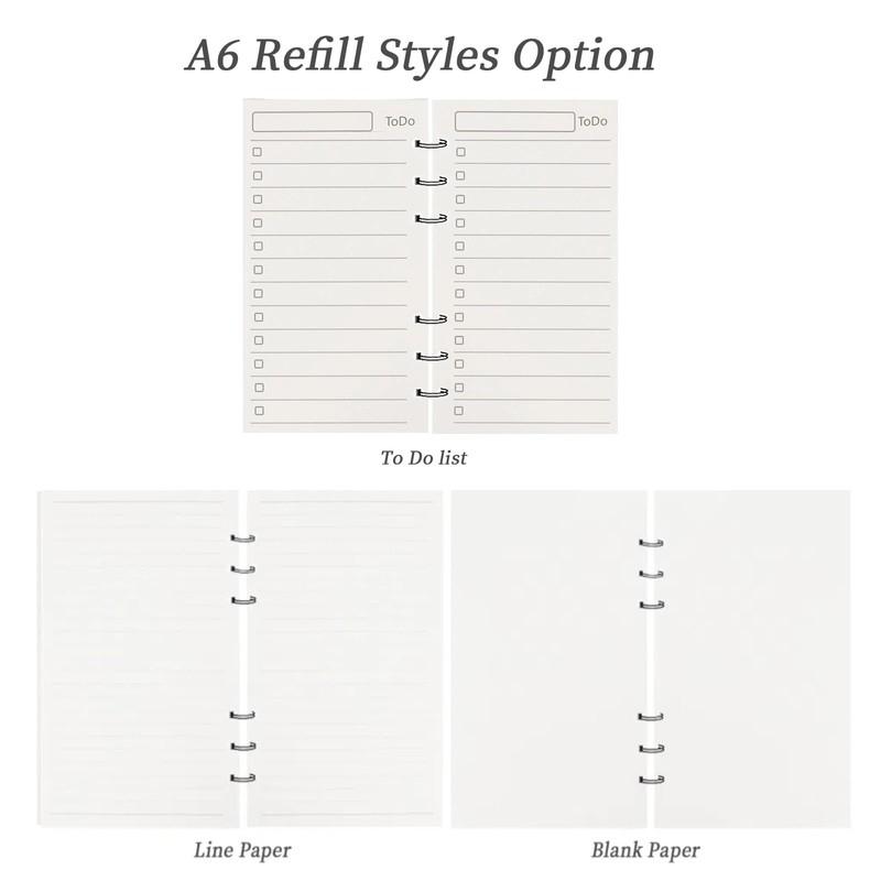 Multibey A6 Refill Paper 3-Pack - 6-Hole Loose Leaf Binder