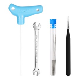 Sovol Kit de herramientas para impresora 3D, 13 accesorios para impresora 3D con boquilla extrusora de tamaño L, agujas de limpieza de boquilla de 0,4 mm, llave de doble función para boquillas E3D y
