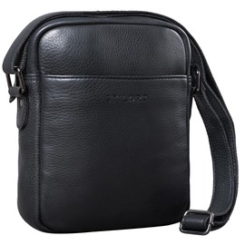 STILORD 'Nils' Vintage Leather Shoulder Bag Small for Men Women Tablet Bag 9.7 Inch DIN A5 Shoulder Bag Cross Body Bag Made of Genuine Leather, black, shoulder bag