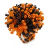 40mm Diameter/Black/Orange Acrylic/Glass Bead Daisy Flower Flex Ring - Size