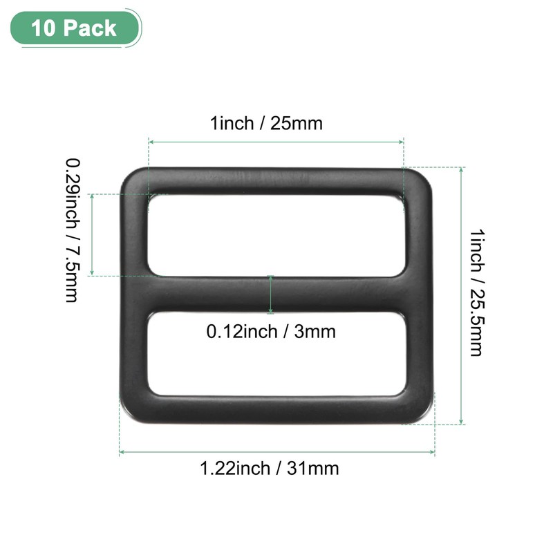 M METERXITY 10-Pack Tri Glide Metal Buckles, 1-1/2 Inch Zinc