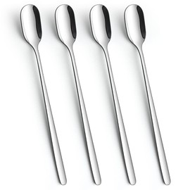 AOOSY Long Handle Ice Tea Spoons,9.1-Inch Tea Spoons,Coffee Spoon,Ice Cream Spoon,Stainless Steel Cocktail Mixing Tea Spoons for Cold Drink, Set of 4
