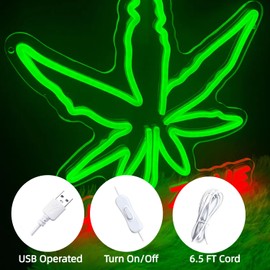 Neon Sign High Zone Led Signs for Wall Decor,Neon Light Green Leaf LED Neon Sign for Man Cave, USB Powered Led Signs for Game Room Beer Bar Club Pub Party Decor