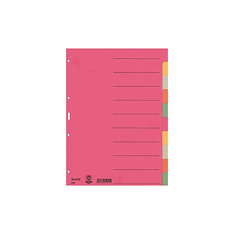 Esselte Leitz Cardboard Index Blank A4 Cardboard 10 Sheets Coloured