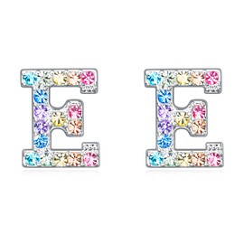 Girls Initial Letter Stud Earrings,Alphabet Number Earrings Gifts Jewelry for Women (E)