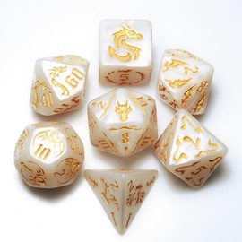 generic dice Set for Dungeon and Dragons D&D MTG 7-Die RPG Polyhedral Dice，D20 D12 D10 D8 D6 D4 D% (White)