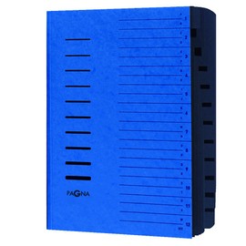Pagna 24122 Index File 12 Sections Pressboard Elastic Straps Black Index 1-12/A-Z on Cover Blue