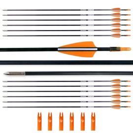 BOWSOUL 31“ Archery Arrows Training Practice Target Arrows for Kids Youth or Beginners Streamlined Points Durable Shaft on Recurve Bows Youth Bow and Longbows(Pack of 12) (Orange White)
