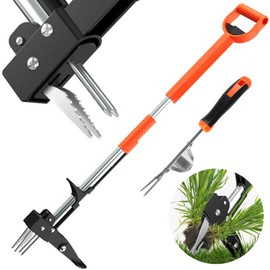 MAKEASY 4-Claw Weed Puller Tool with Long Handle Adjustable 39" to 47", Stand Up Weed Puller Tool for Yard, Gardening Weeding Tool Stainless Steel Claws