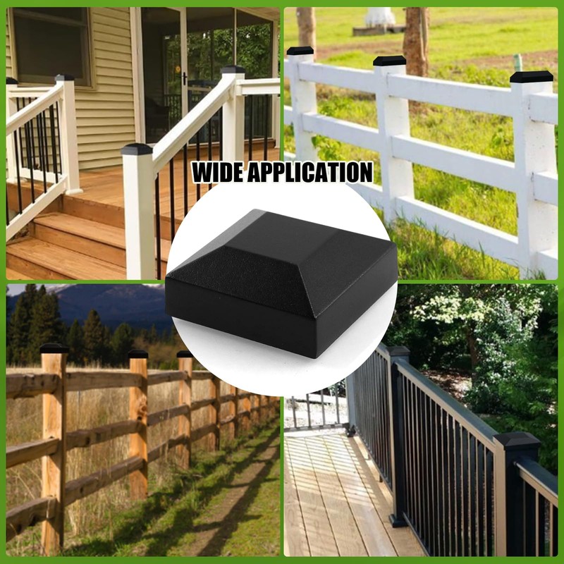 CNQLIS Aluminum Fence Post Caps 2" x 2" Black Post