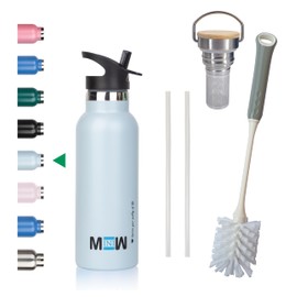 MINIW Stainless Steel Water Bottle 500 ml for Children & Adults Leak-Proof & BPA-Free Metallic Water Bottle for Indoor & Outdoor Activities, Gray 0.5L