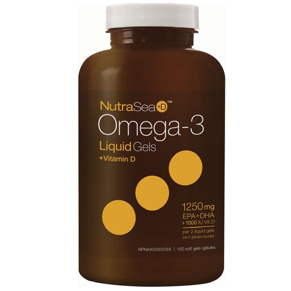 NutraSea+D Omega-3 Liquid Gels + Vitamin D (EPA + DHA 1250mg + 1000IU Vit D), 150 soft gels
