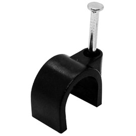 Lumonic 100 x Nail Clips 4 mm for Cable Black – Cable Clamp with 14 mm Nail e.g. for Attaching to the Wall – Cable Clamps Various Sizes 4-14