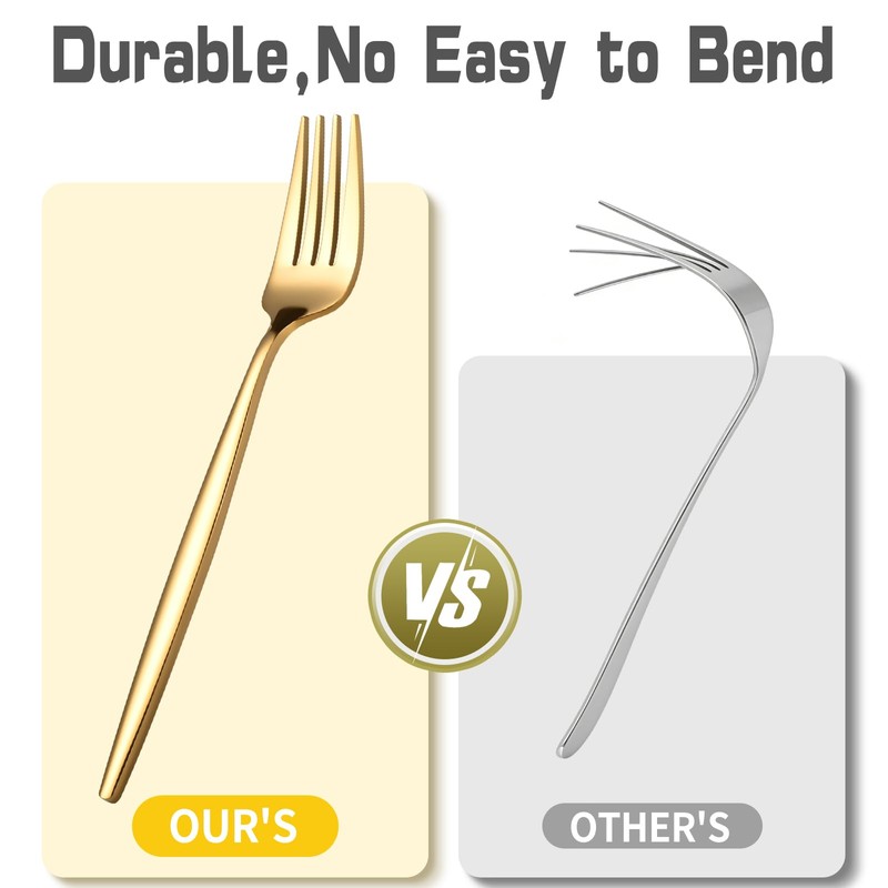 ERVILO 60-Piece Gold Silverware Set for 20, Food Grade Stainless