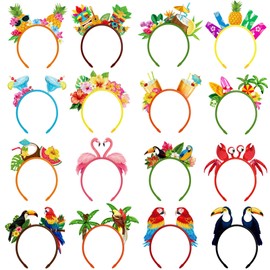 Capoda 32 Pcs Hawaiian Party Headband Felt Luau Head Boppers Tiki Aloha Boppers for Tropical Summer Beach Party Favors Supplies