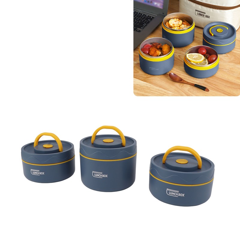 Bento Lunch Box Round with Lid Bag Leakage Proof Stainless