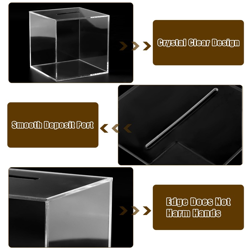 DARENYI Clear Piggy Bank, Acrylic Savings Box - Unopenable, Must