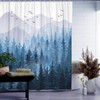 Accnicc Blue Misty Forest Shower Curtain Set Ombre Navy Blue